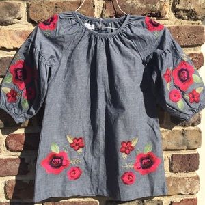 Embroidered denim dress